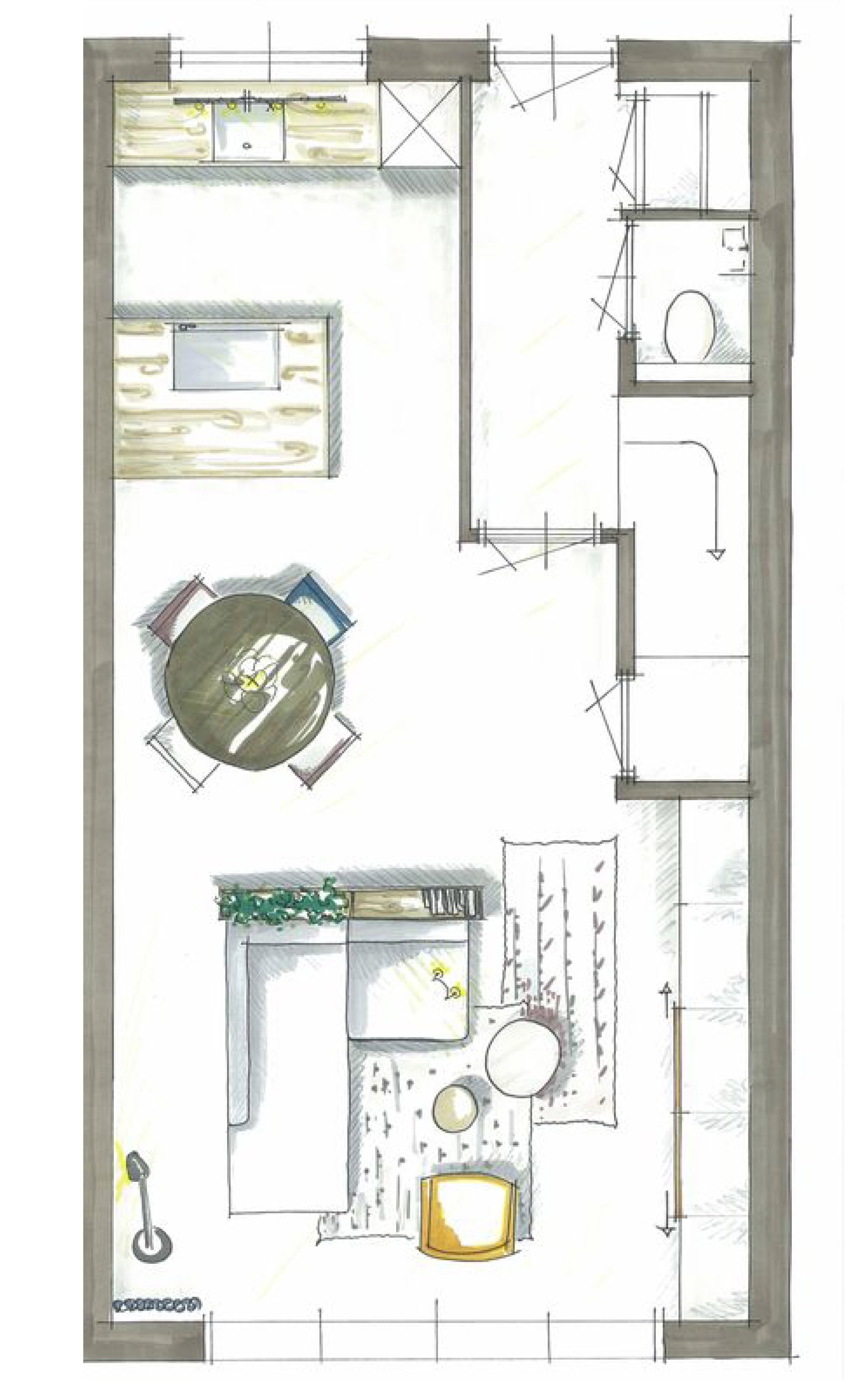 Indeling rechthoekige woning | Table du Sud