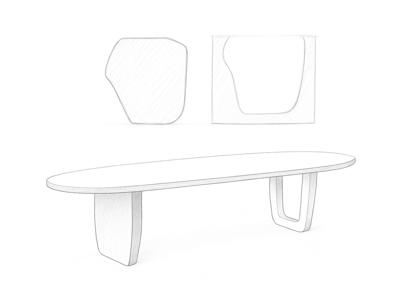 Schets van de eettafel van Sanne Hultink voor Design Contest