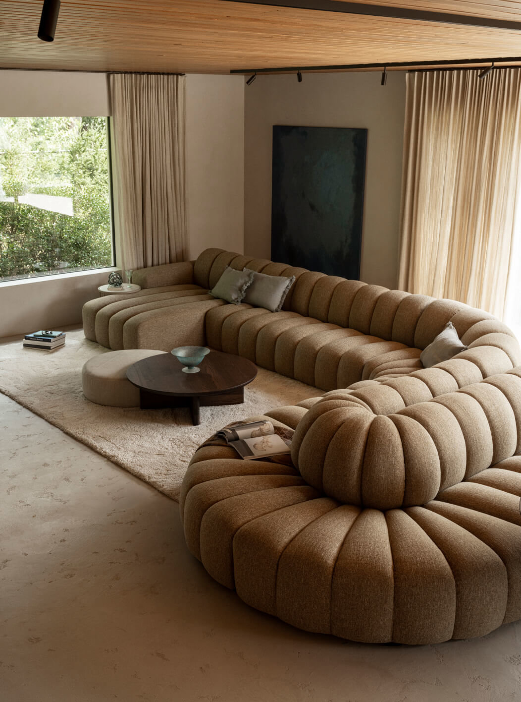 Modulaire bank Monroe en eikenhouten salontafel Niel