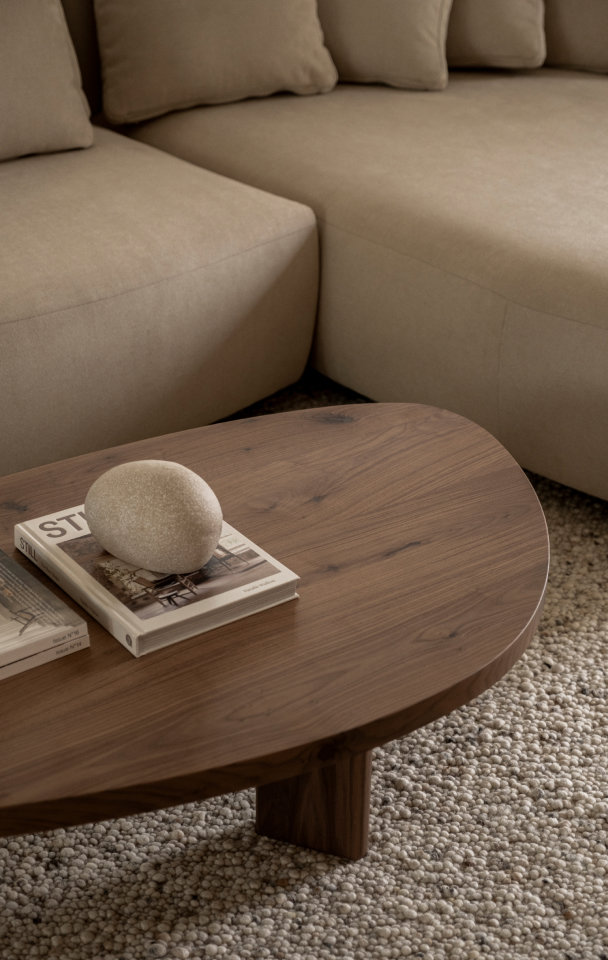 Japandi stijl salontafel notenhout Table du Sud