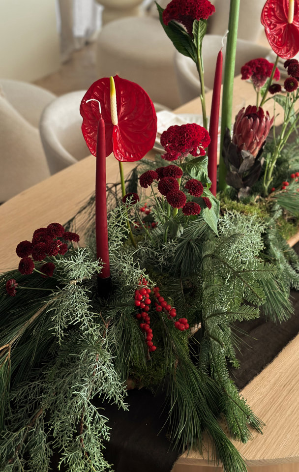 Kerst styling voor op de eettafel Table du Sud
