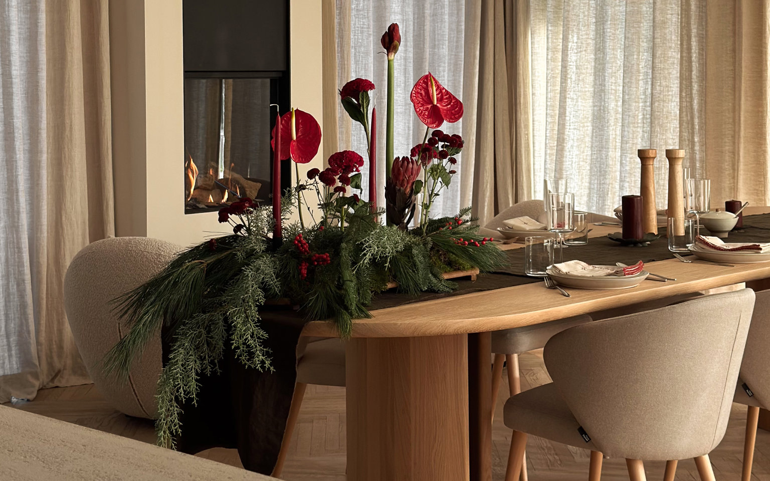 Kerst decoratie eettafel Table du Sud