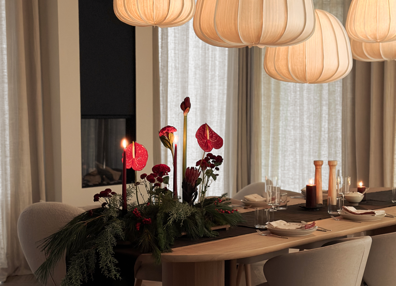Kersttafel met decoratie Table du Sud