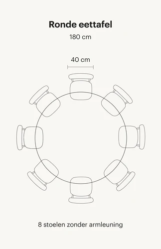 Ronde eettafel voor 8 personen 180 cm