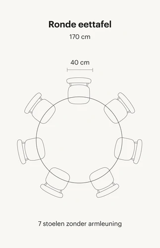 Ronde eettafel voor 8 personen in 170 cm