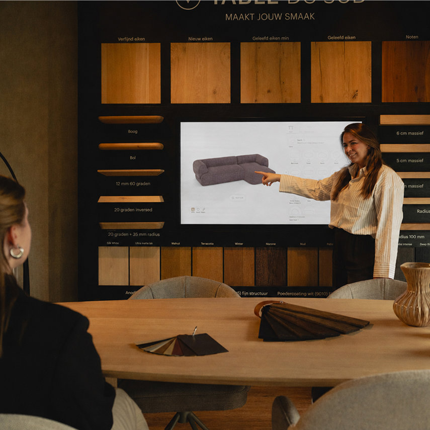 Je eigen bank samenstellen in 3D, zowel opstelling, design, kleur als materiaal