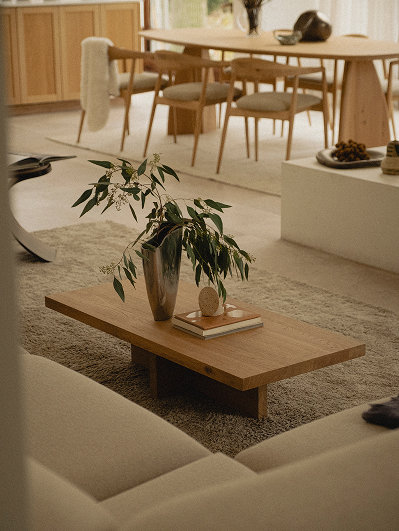 Eikenhouten salontafel in lichte kleur rechthoekige vorm Scandinavische stijl Table du Sud