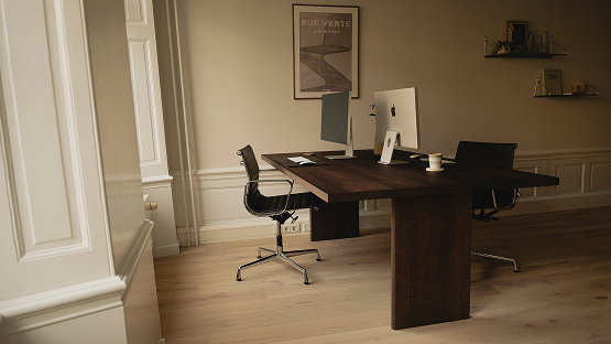 Rechthoekig bureau in donker eikenhout van Table du Sud