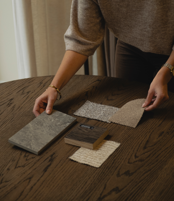 Proefstalen voor eettafels. Proefstalen van verschillende materialen.