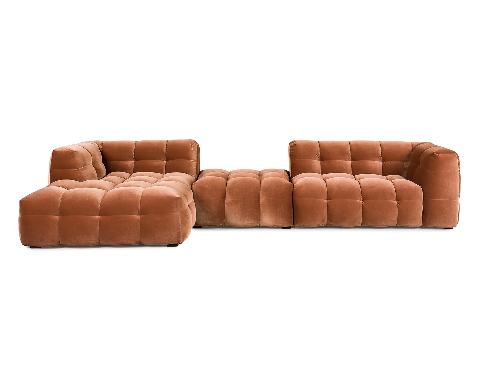 Opstelling: divan 1 arm links + hocker c + 1 zit 1 arm rechts in Royal - Magnolia 160.