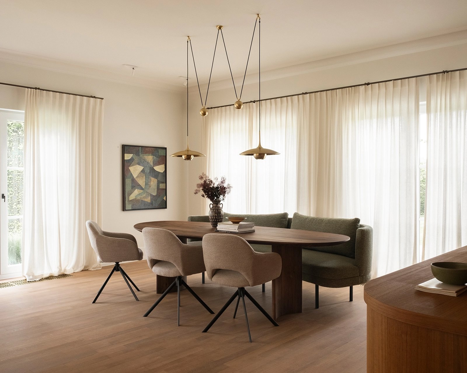 Eetkamerbank 250 cm in stof Lodge - Shitake 12