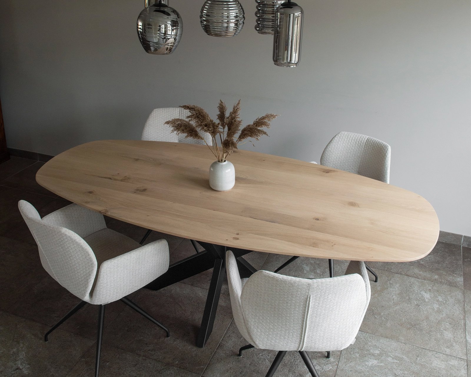 Ovale eettafel eikenhout met onderstel XX-poot 10x4 | Table du Sud