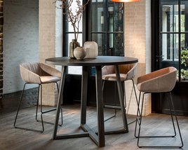 Ronde bartafels in diverse materialen met onze populaire Le pizou. 