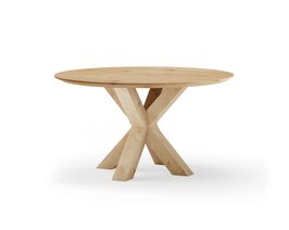 Ronde eettafel eikenhout met onderstel XX-poot 11x11 oak | Table du Sud