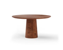 Ronde eettafel notenhout met onderstel Qone noten | Table du Sud