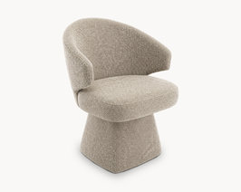 Beige eetkamerstoel Julie met ronde rugleuning en comfortabele armleuningen