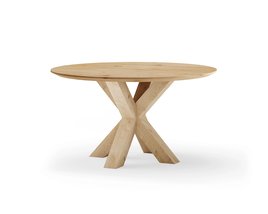 Ronde eettafel eikenhout met onderstel XX-poot 11x11 oak | Table du Sud
