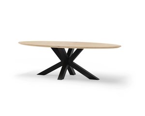 Ovale eettafel eikenhout met onderstel XX-poot 10x10 | Table du Sud