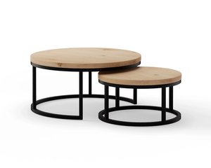 Ronde eikenhouten salontafel set Rondeaux