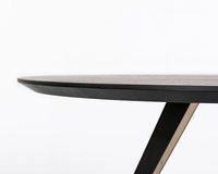 Ronde eettafel van eikenhout met een Savie onderstel zijaanzicht| Table du Sud