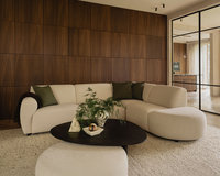 3,5 zits + arm links en ottomane in kleur Glory - Linen.