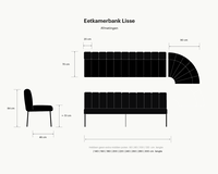 Infographic van onze eetkamerbank Lisse