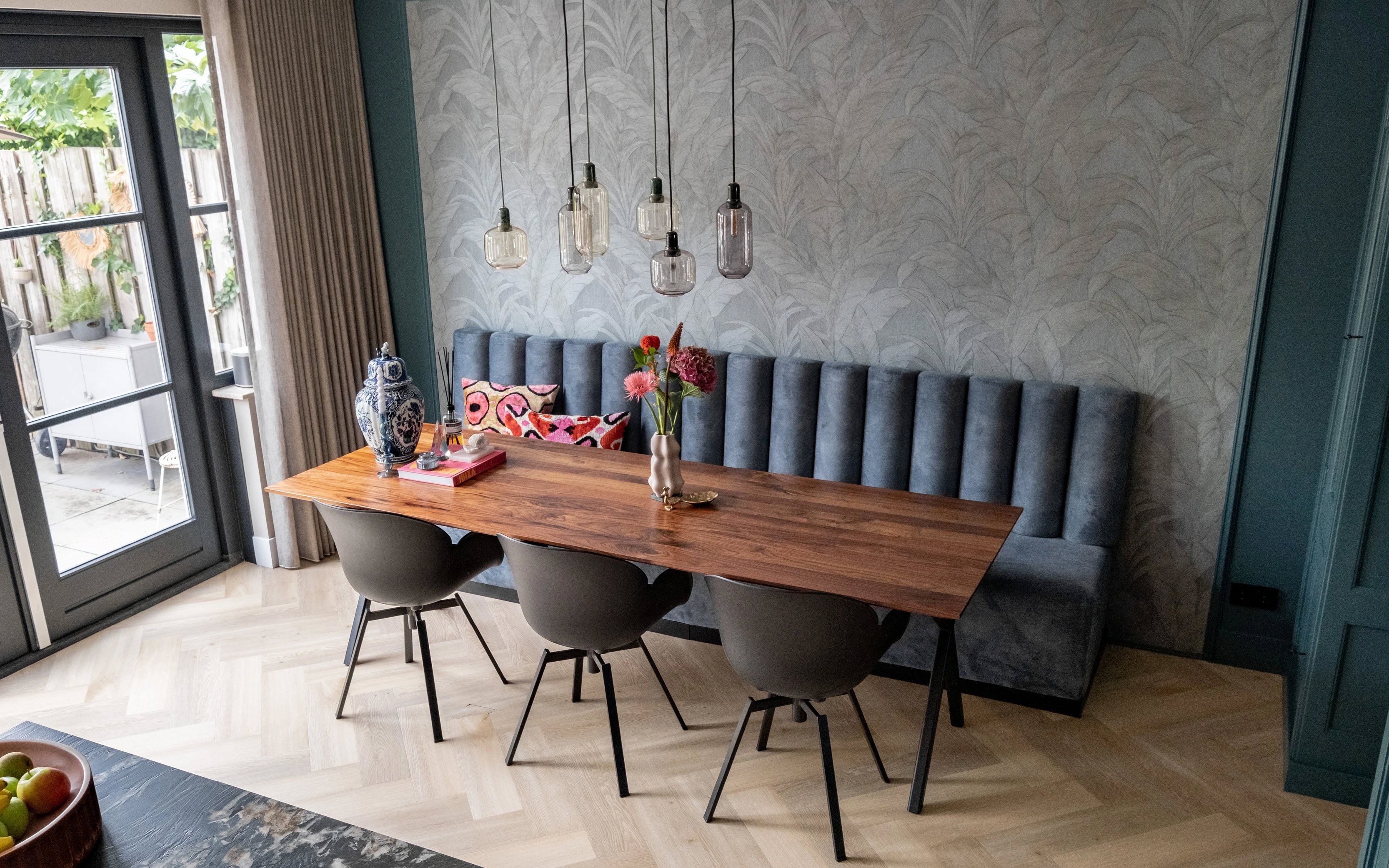 Walnut dining deals table and chairs