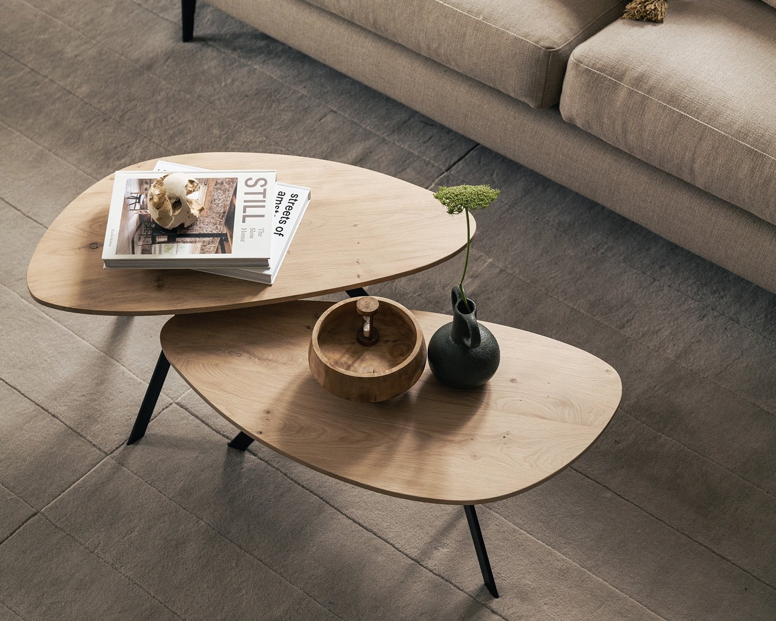 Kiezelvormige salontafel set Gabri.