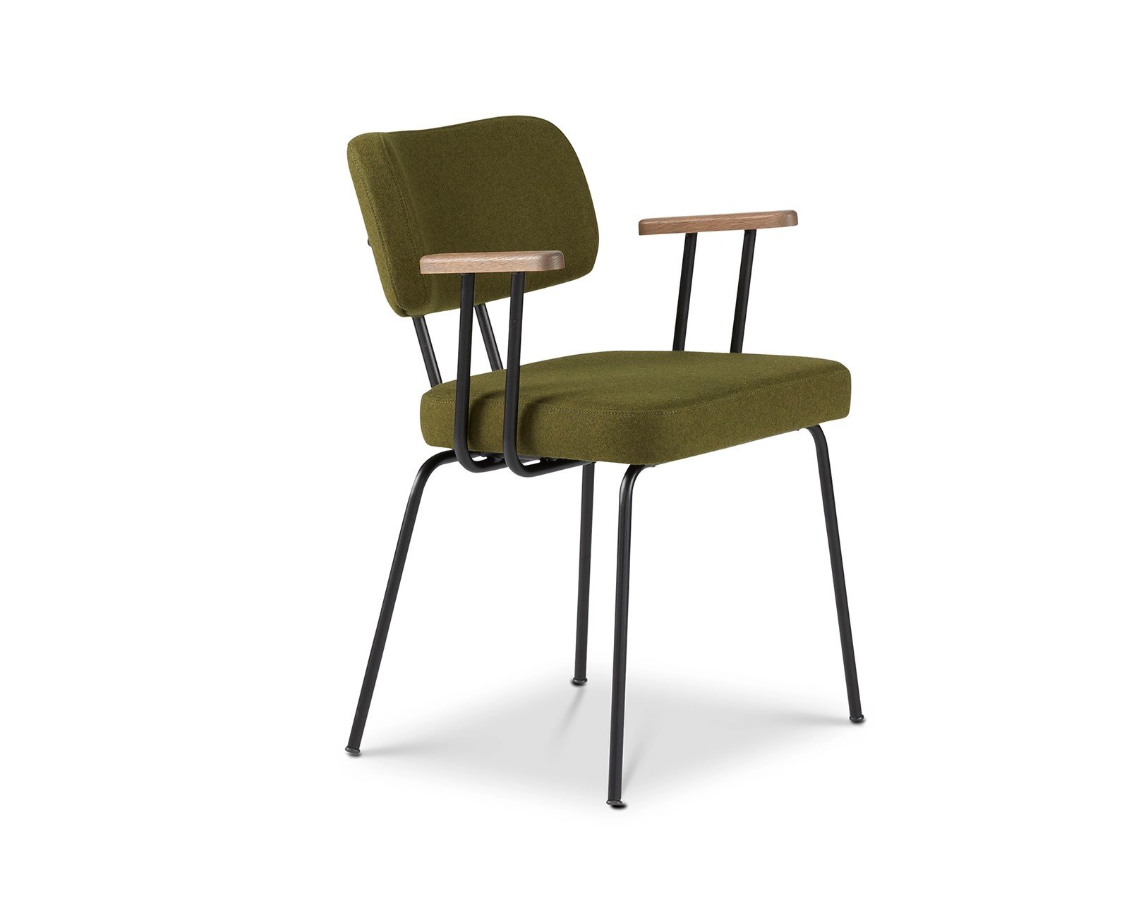 Ted-New-Wool-Green,-arm-tabacco,-frame-zwart
