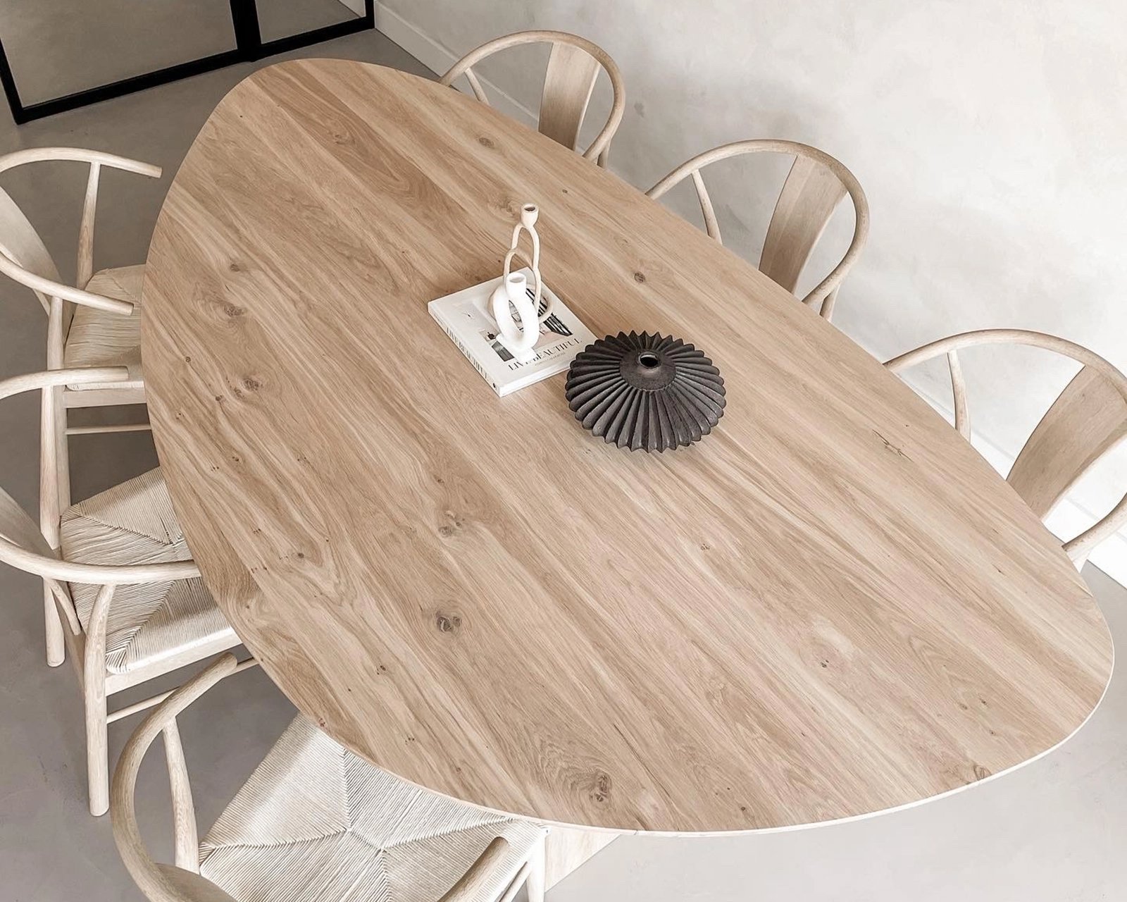 Pebble shaped oak dining table Liv