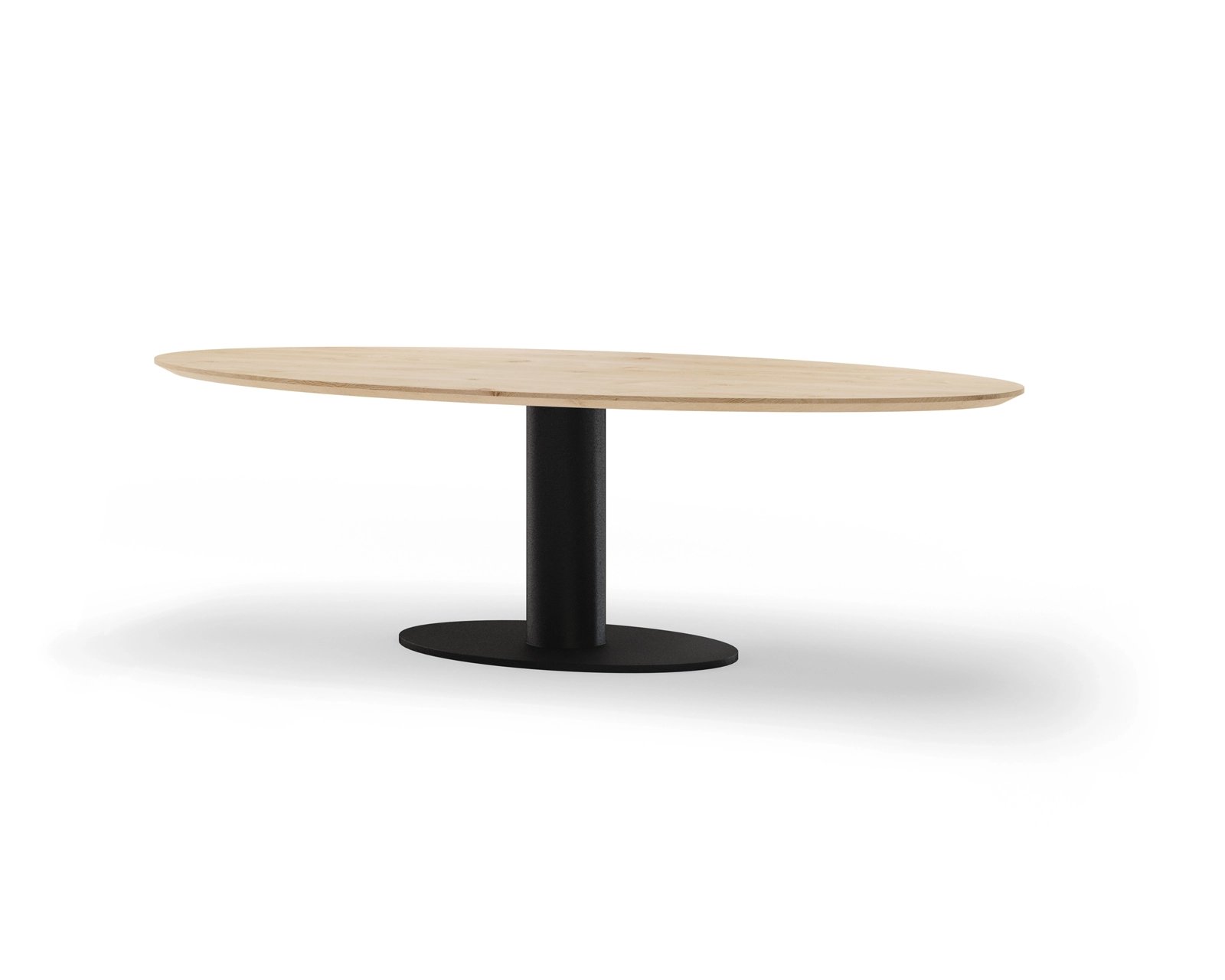 Oval oak dining table O-leg
