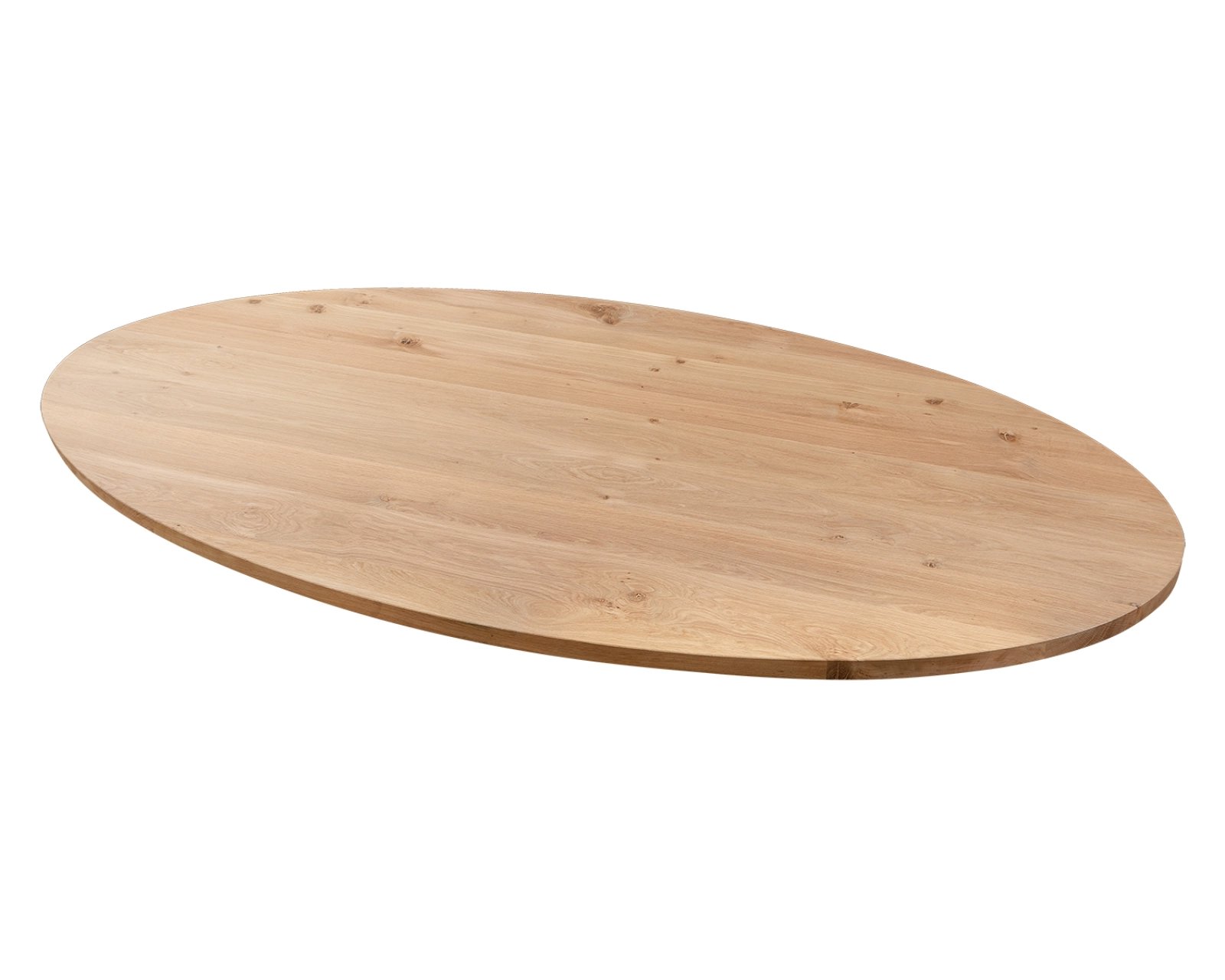 Oval oak dining table V-leg stainless steel