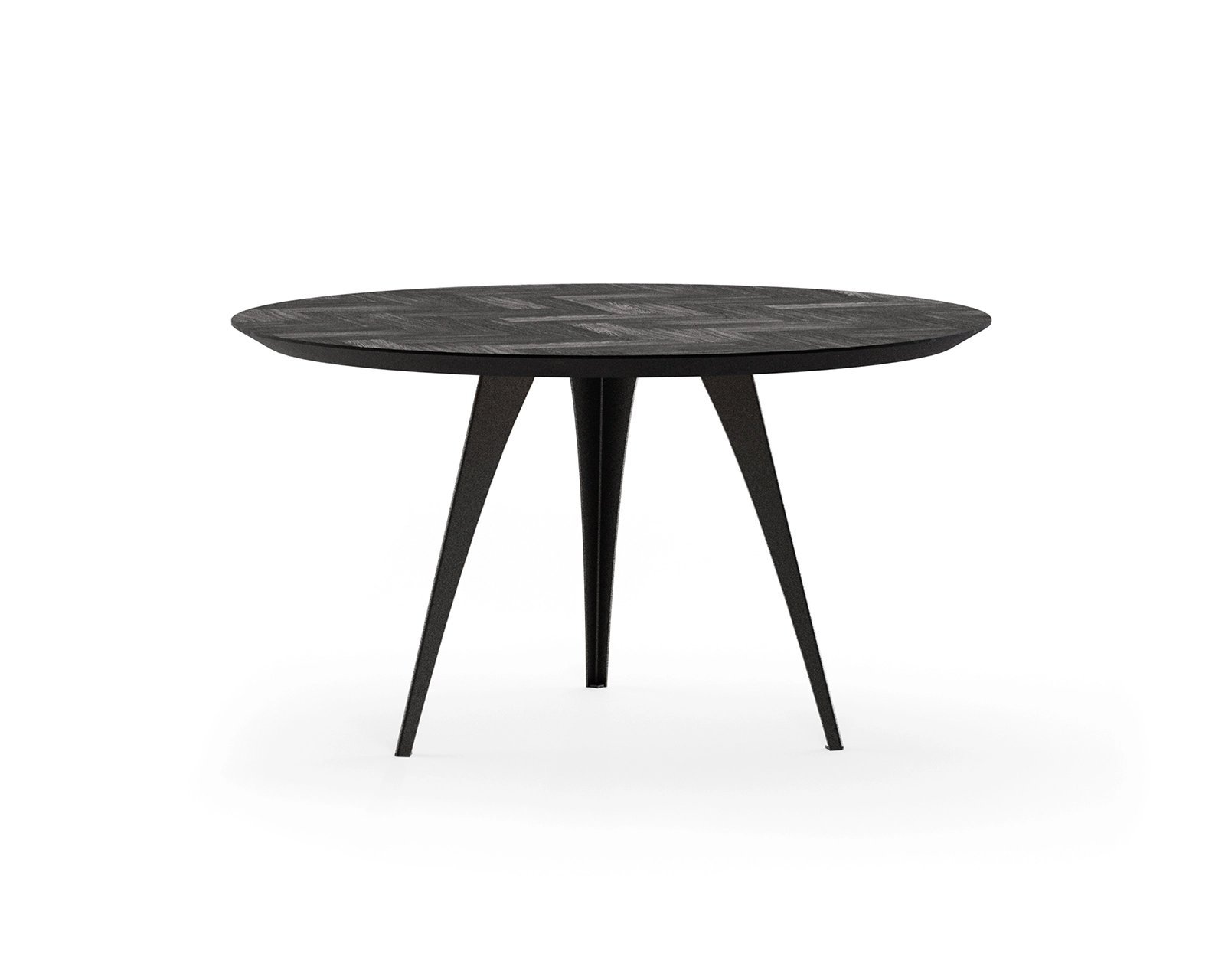 Ronde eettafel visgraat elegance met onderstel Vazy zwart | Table du Sud