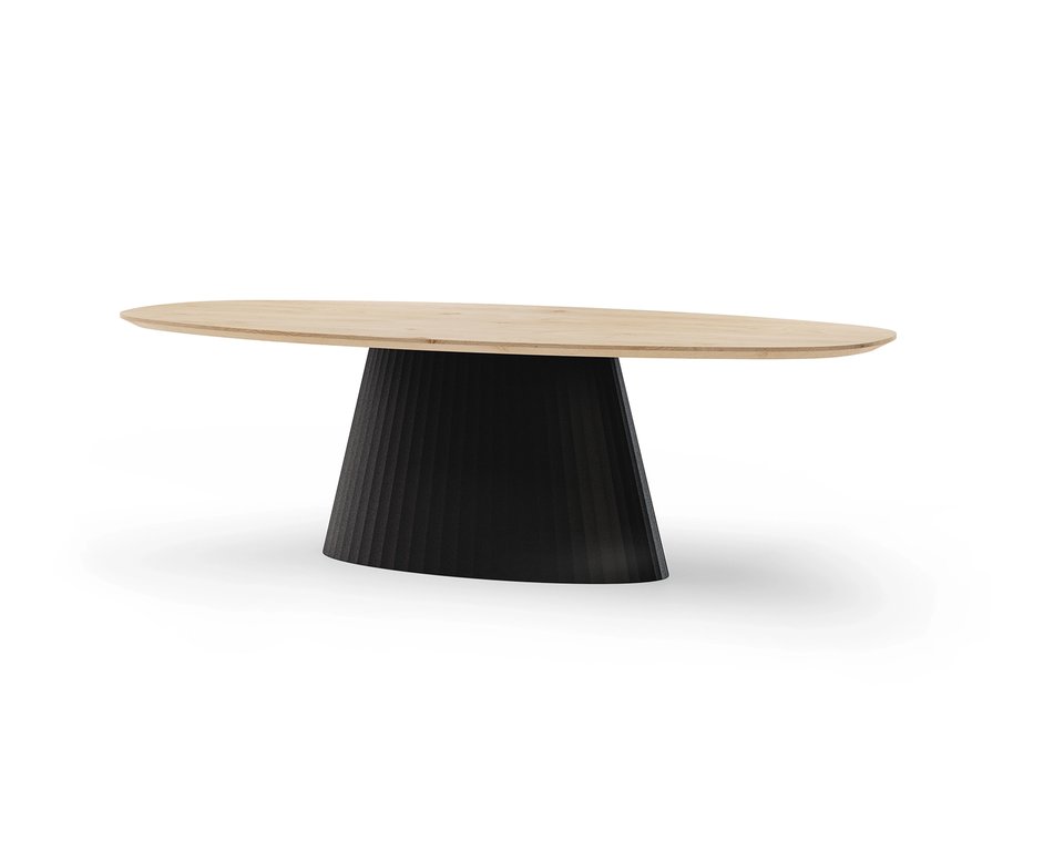 Ovale eettafel eikenhout met onderstel Eqone | Table du Sud