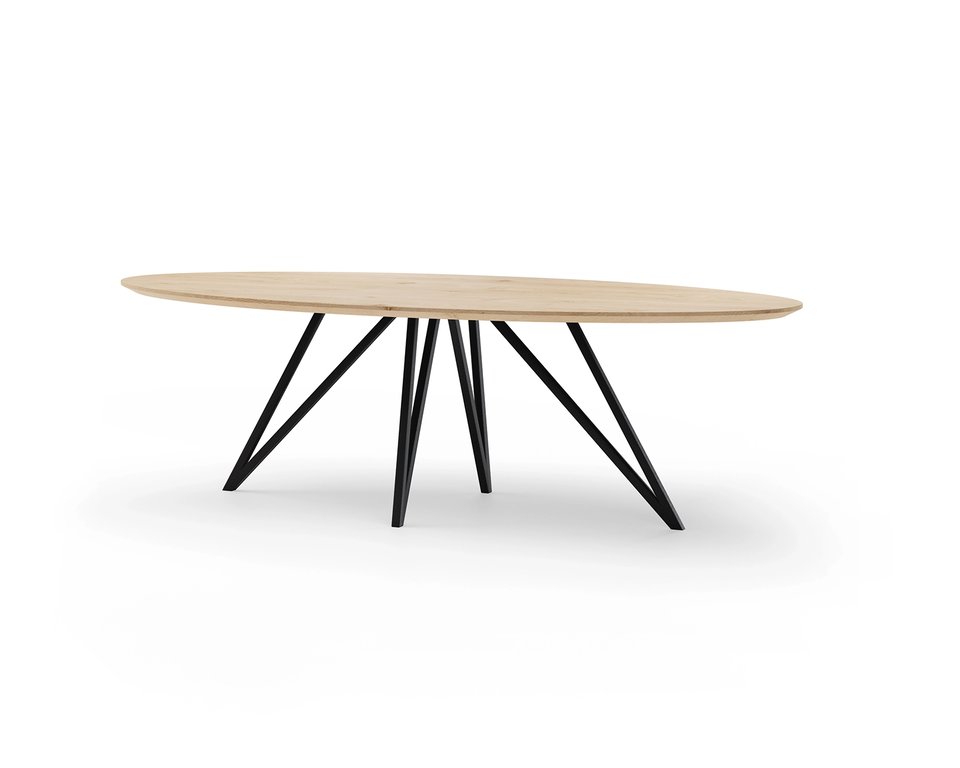 Ovale eettafel eikenhout met onderstel Pomm | Table du Sud