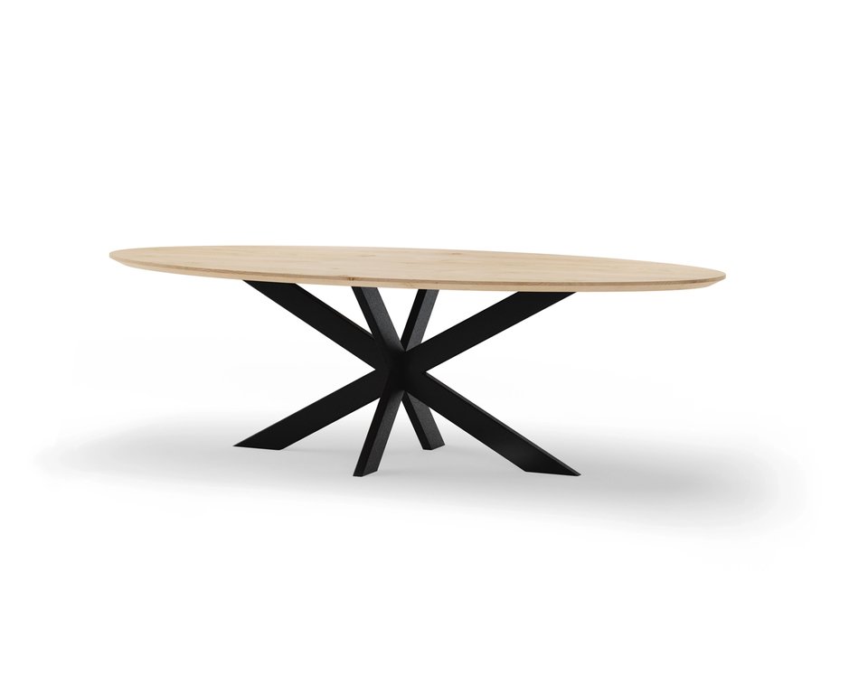 Ovale eettafel eikenhout met onderstel XX-poot 10x4 | Table du Sud