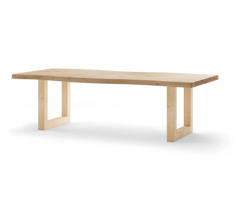 Live edge table U-frame oak