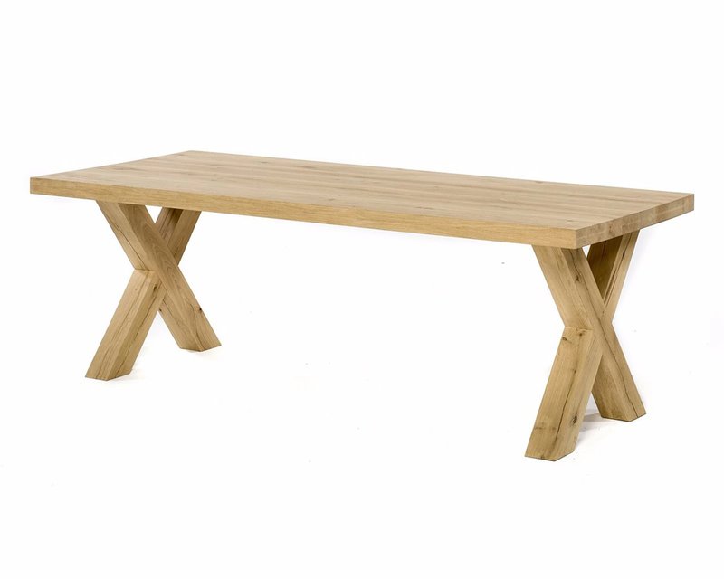 Oak dining table Orléans X-frame oak