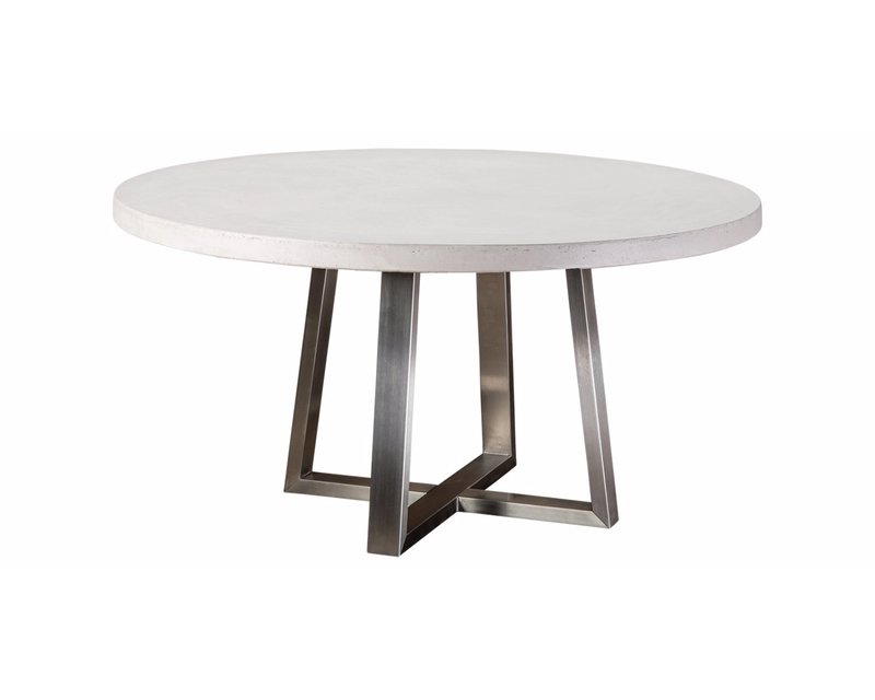 Round concrete dining table le Pizou stainless steel
