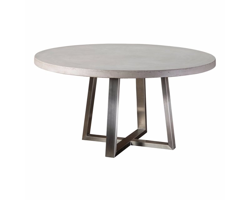 Round concrete dining table le Pizou stainless steel