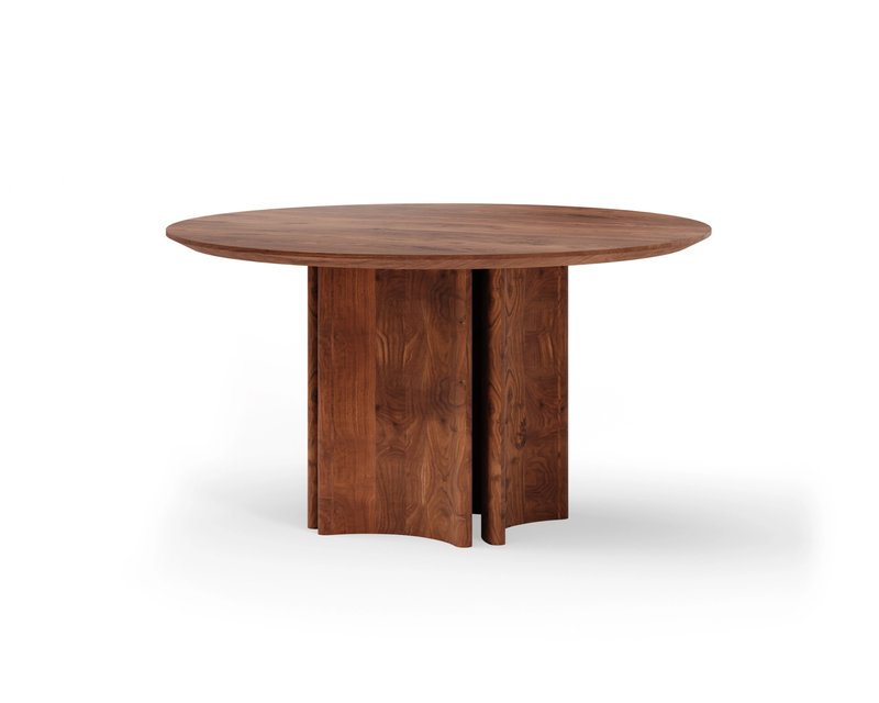 Round walnut dining table Quattro