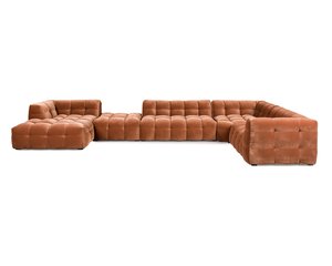 Opstelling: divan 1 arm links + hocker c + 2 zits zonder armen +
hoekelement + 1 zit 1 arm rechts in Royal - Magnolia 160.
