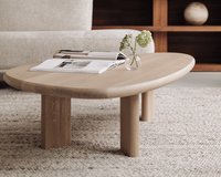 Pebble-shaped oak coffee table Liv Jr.