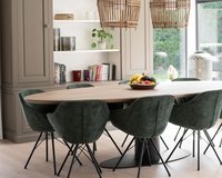 Oval oak dining table O-leg