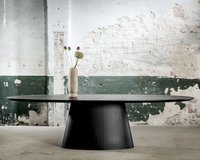 Ovale eettafel eikenhout zwart met onderstel Eqone | Table du Sud