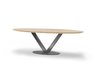 Oval oak dining table V-leg eclips stainless steel